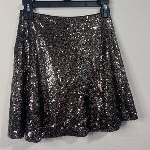 Black Sequin Circle Mini Skirt